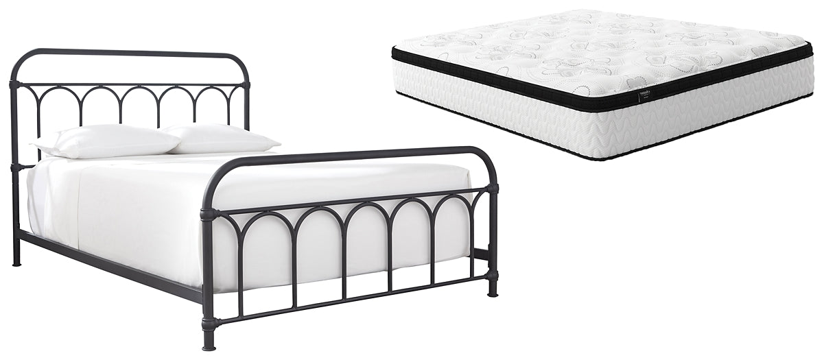 Ashley Express - Nashburg Queen Metal Bed with Mattress at Towne & Country Furniture (AL) furniture, home furniture, home decor, sofa, bedding