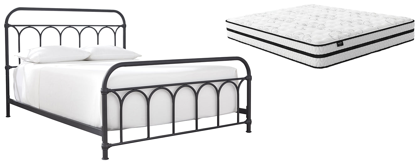 Ashley Express - Nashburg Queen Metal Bed with Mattress at Towne & Country Furniture (AL) furniture, home furniture, home decor, sofa, bedding