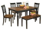 Ashley Express - Owingsville Dining Table and 4 Chairs and Bench at Towne & Country Furniture (AL) furniture, home furniture, home decor, sofa, bedding