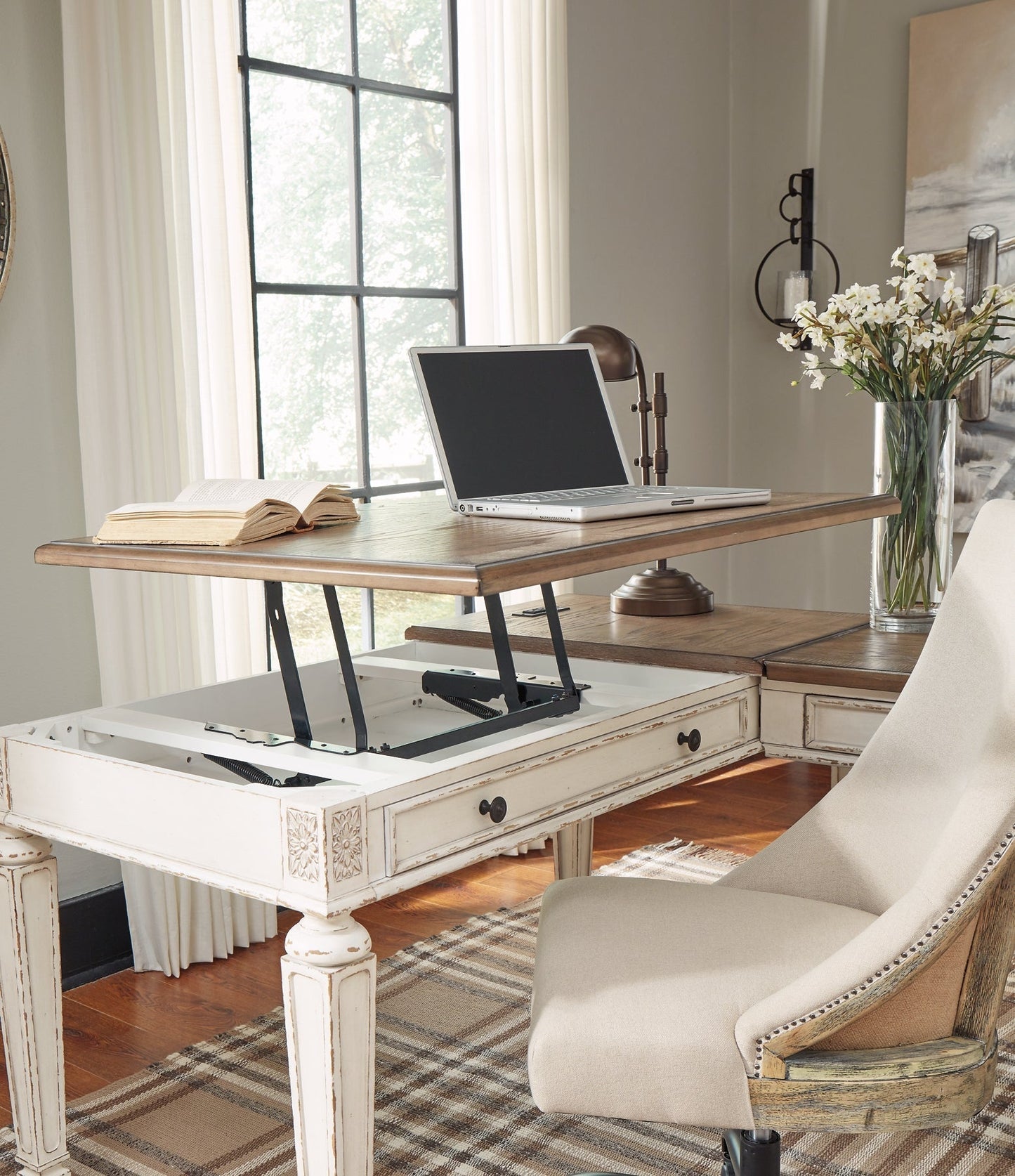 Ashley Express - Realyn Home Office Lift Top Desk at Towne & Country Furniture (AL) furniture, home furniture, home decor, sofa, bedding