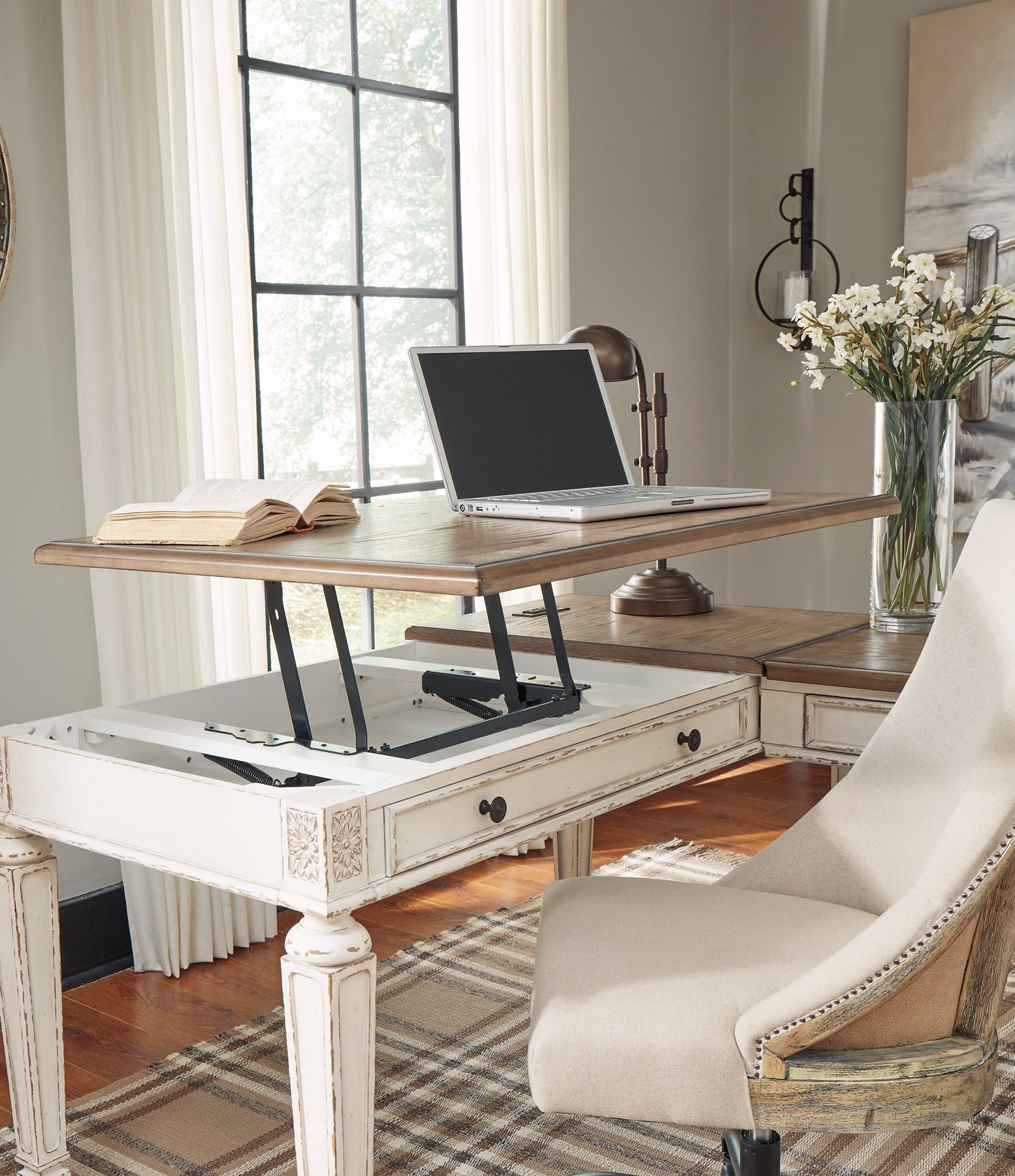 Ashley Express - Realyn Home Office Lift Top Desk at Towne & Country Furniture (AL) furniture, home furniture, home decor, sofa, bedding
