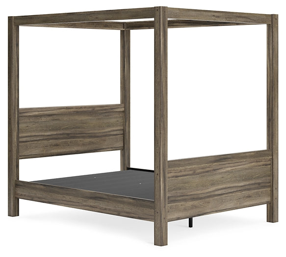 Ashley Express - Shallifer Queen Canopy Bed with Dresser, Chest and Nightstand at Towne & Country Furniture (AL) furniture, home furniture, home decor, sofa, bedding