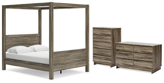Ashley Express - Shallifer Queen Canopy Bed with Dresser and Chest at Towne & Country Furniture (AL) furniture, home furniture, home decor, sofa, bedding