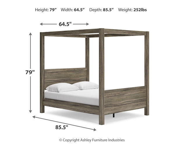 Ashley Express - Shallifer Queen Canopy Bed with Dresser and Chest at Towne & Country Furniture (AL) furniture, home furniture, home decor, sofa, bedding