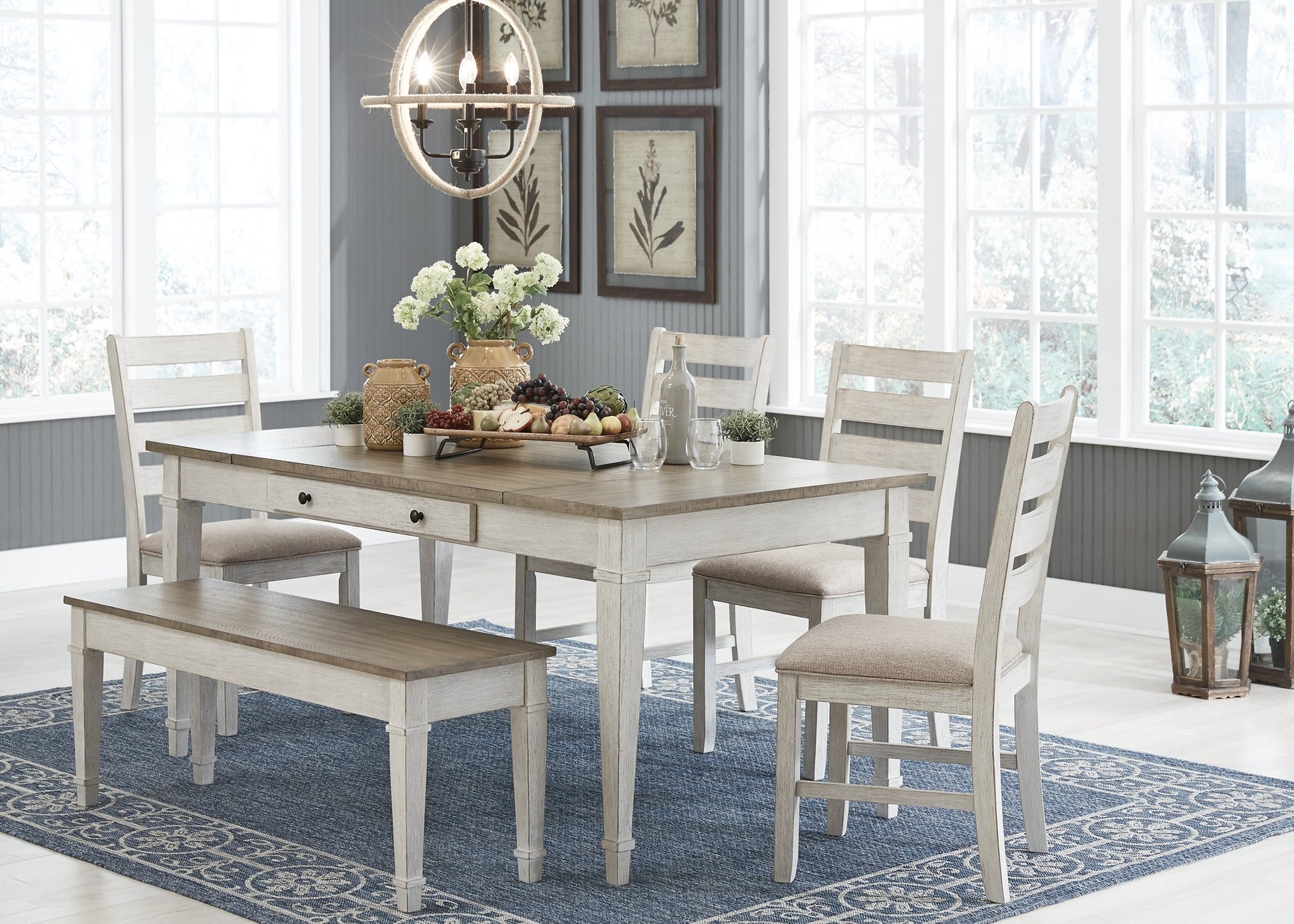 Ashley Express - Skempton Dining Table and 4 Chairs and Bench at Towne & Country Furniture (AL) furniture, home furniture, home decor, sofa, bedding
