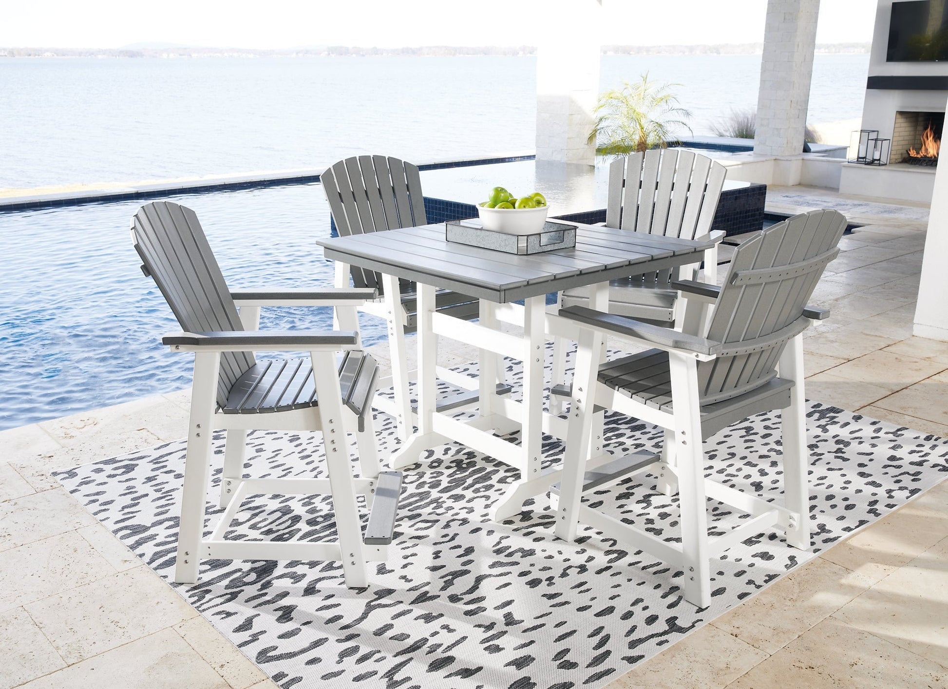 Ashley Express - Transville Outdoor Counter Height Dining Table and 4 Barstools at Towne & Country Furniture (AL) furniture, home furniture, home decor, sofa, bedding