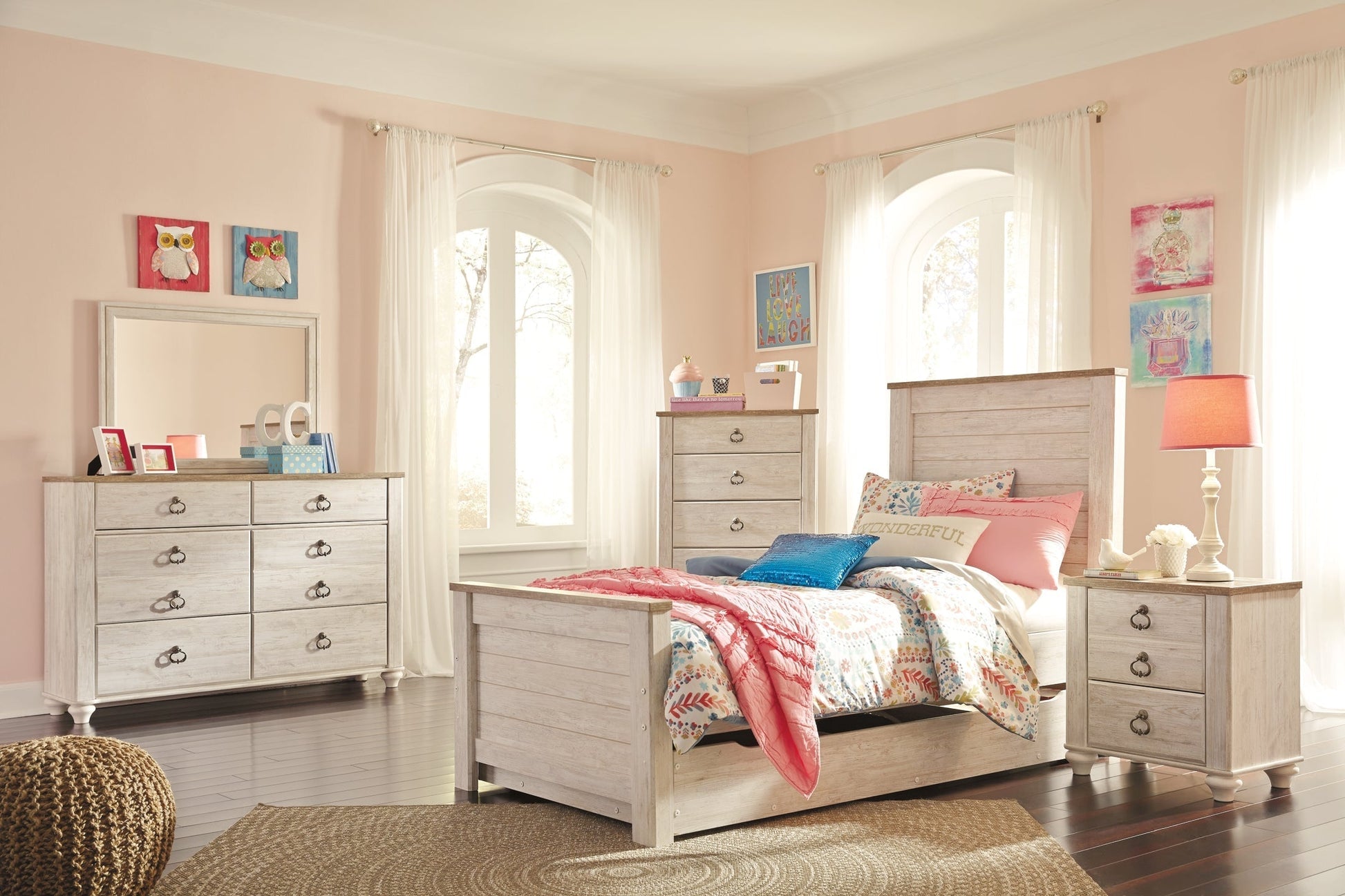 Ashley Express - Willowton Two Drawer Night Stand at Towne & Country Furniture (AL) furniture, home furniture, home decor, sofa, bedding