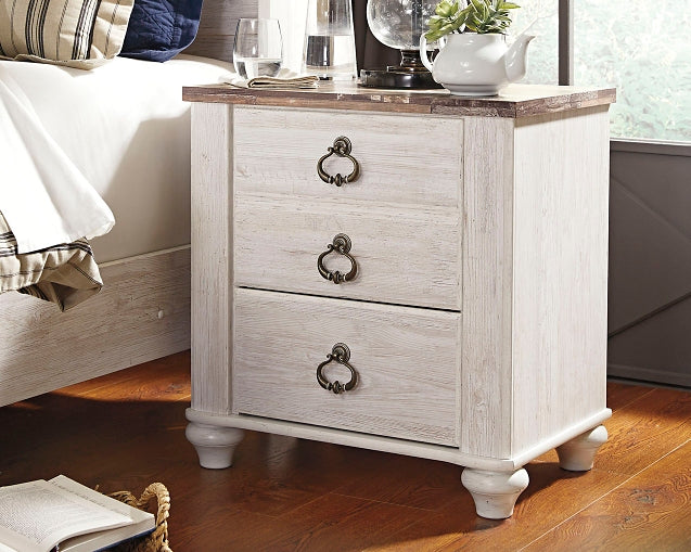 Ashley Express - Willowton Two Drawer Night Stand at Towne & Country Furniture (AL) furniture, home furniture, home decor, sofa, bedding