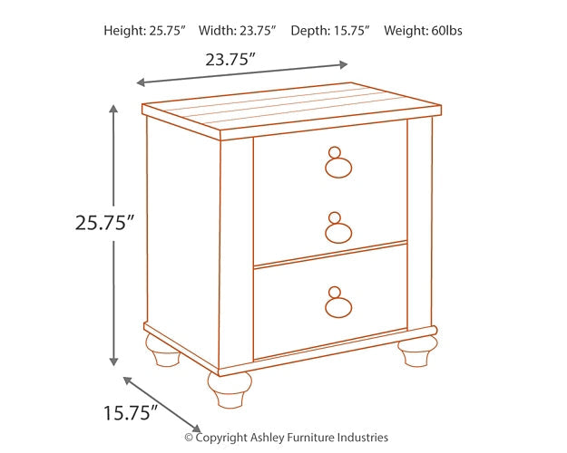 Ashley Express - Willowton Two Drawer Night Stand at Towne & Country Furniture (AL) furniture, home furniture, home decor, sofa, bedding