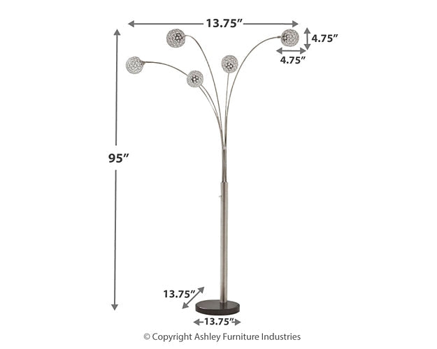 Ashley Express - Winter Metal Arc Lamp (1/CN) at Towne & Country Furniture (AL) furniture, home furniture, home decor, sofa, bedding