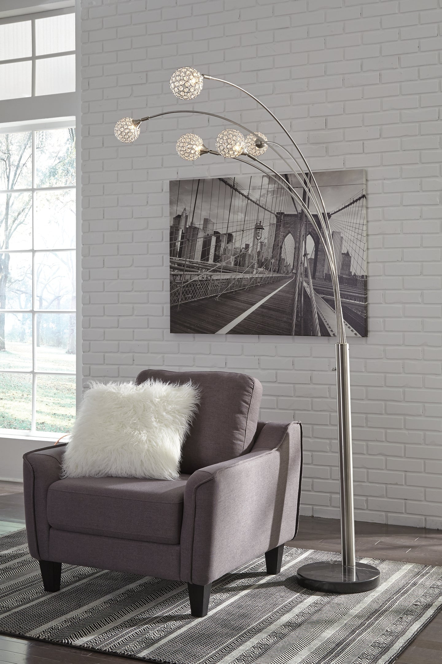 Ashley Express - Winter Metal Arc Lamp (1/CN) at Towne & Country Furniture (AL) furniture, home furniture, home decor, sofa, bedding