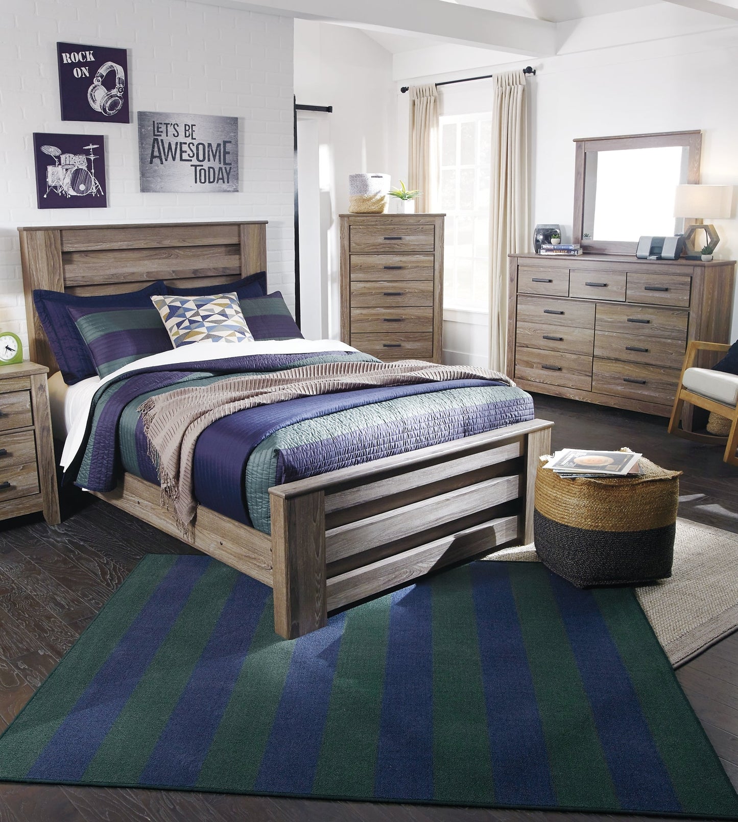 Ashley Express - Zelen  Panel Bed at Towne & Country Furniture (AL) furniture, home furniture, home decor, sofa, bedding