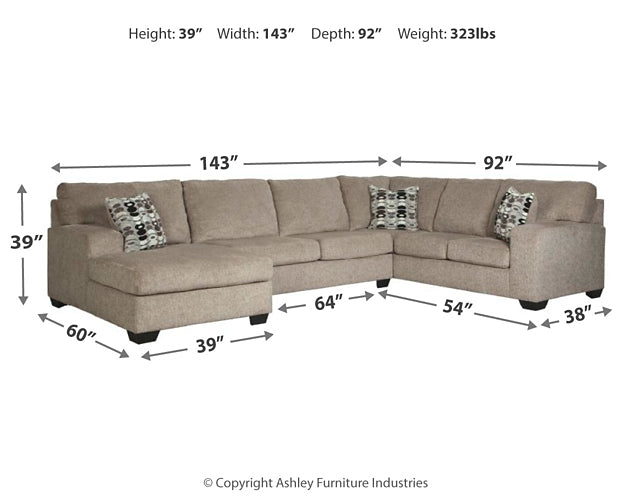 Ballinasloe 3-Piece Sectional with Ottoman at Towne & Country Furniture (AL) furniture, home furniture, home decor, sofa, bedding