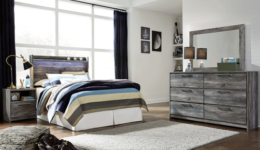 Baystorm Full Panel Headboard with Mirrored Dresser and Nightstand at Towne & Country Furniture (AL) furniture, home furniture, home decor, sofa, bedding
