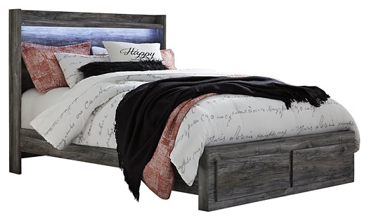 Baystorm Queen Panel Bed with 2 Storage Drawers with Mirrored Dresser and Nightstand at Towne & Country Furniture (AL) furniture, home furniture, home decor, sofa, bedding