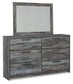 Baystorm Queen Panel Bed with 2 Storage Drawers with Mirrored Dresser and Nightstand at Towne & Country Furniture (AL) furniture, home furniture, home decor, sofa, bedding