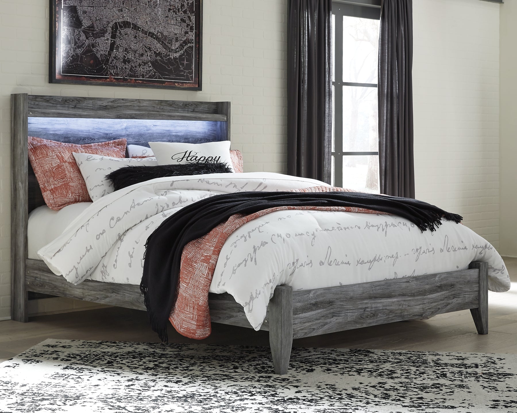 Baystorm Queen Panel Bed with Mirrored Dresser and Nightstand at Towne & Country Furniture (AL) furniture, home furniture, home decor, sofa, bedding