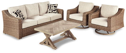 Beachcroft Outdoor Sofa and 2 Chairs with Coffee Table at Towne & Country Furniture (AL) furniture, home furniture, home decor, sofa, bedding