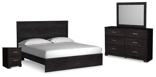 Belachime King Panel Bed with Mirrored Dresser and Nightstand at Towne & Country Furniture (AL) furniture, home furniture, home decor, sofa, bedding