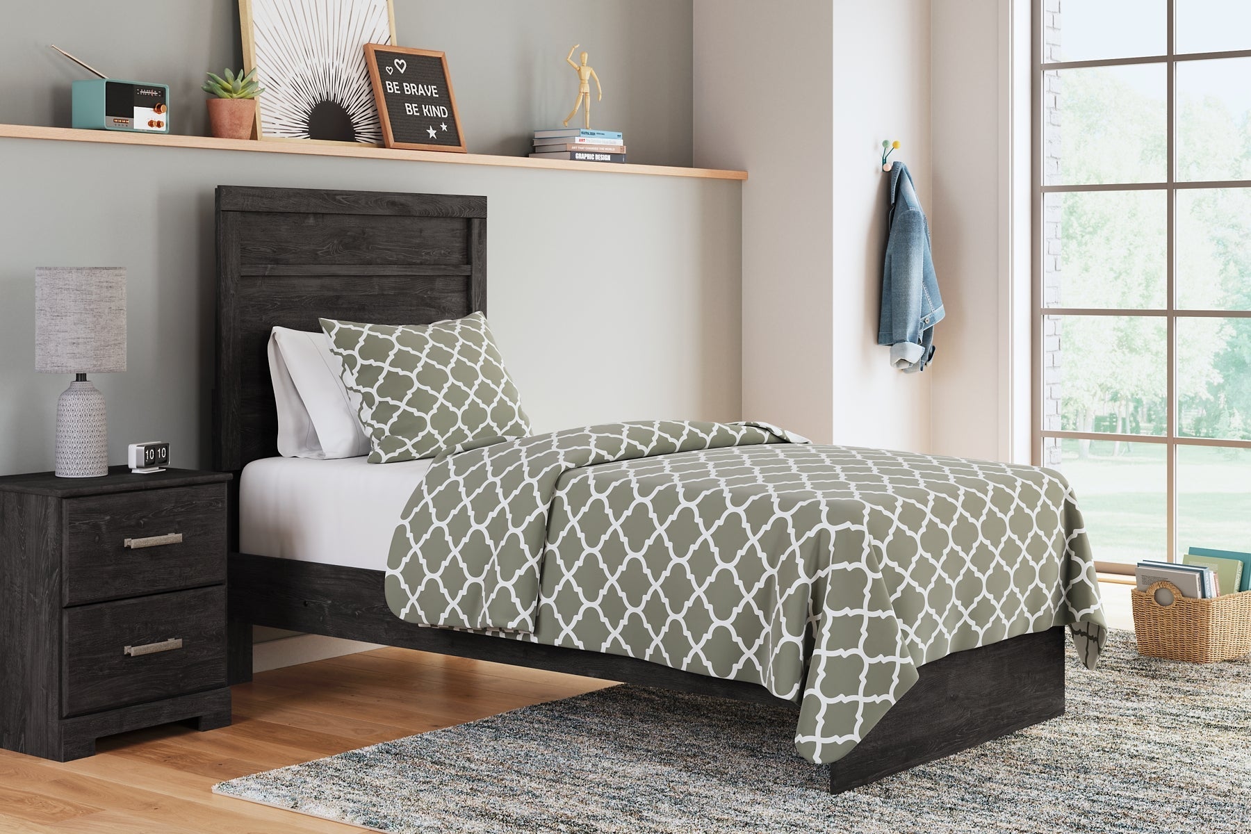 Belachime Twin Panel Bed with Mirrored Dresser and 2 Nightstands at Towne & Country Furniture (AL) furniture, home furniture, home decor, sofa, bedding