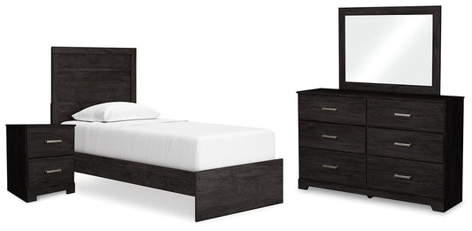 Belachime Twin Panel Bed with Mirrored Dresser and 2 Nightstands at Towne & Country Furniture (AL) furniture, home furniture, home decor, sofa, bedding