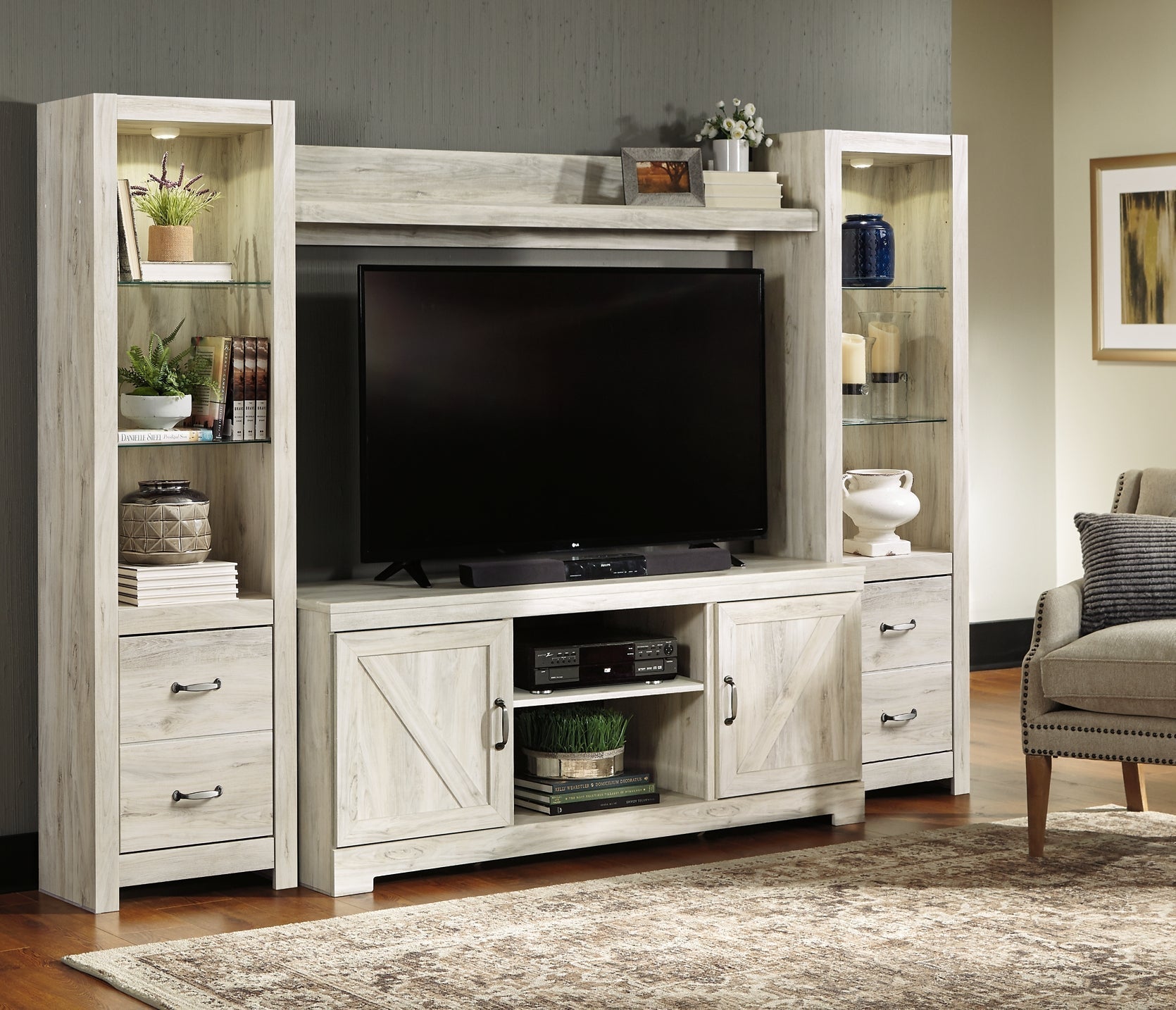Bellaby 4-Piece Entertainment Center at Towne & Country Furniture (AL) furniture, home furniture, home decor, sofa, bedding