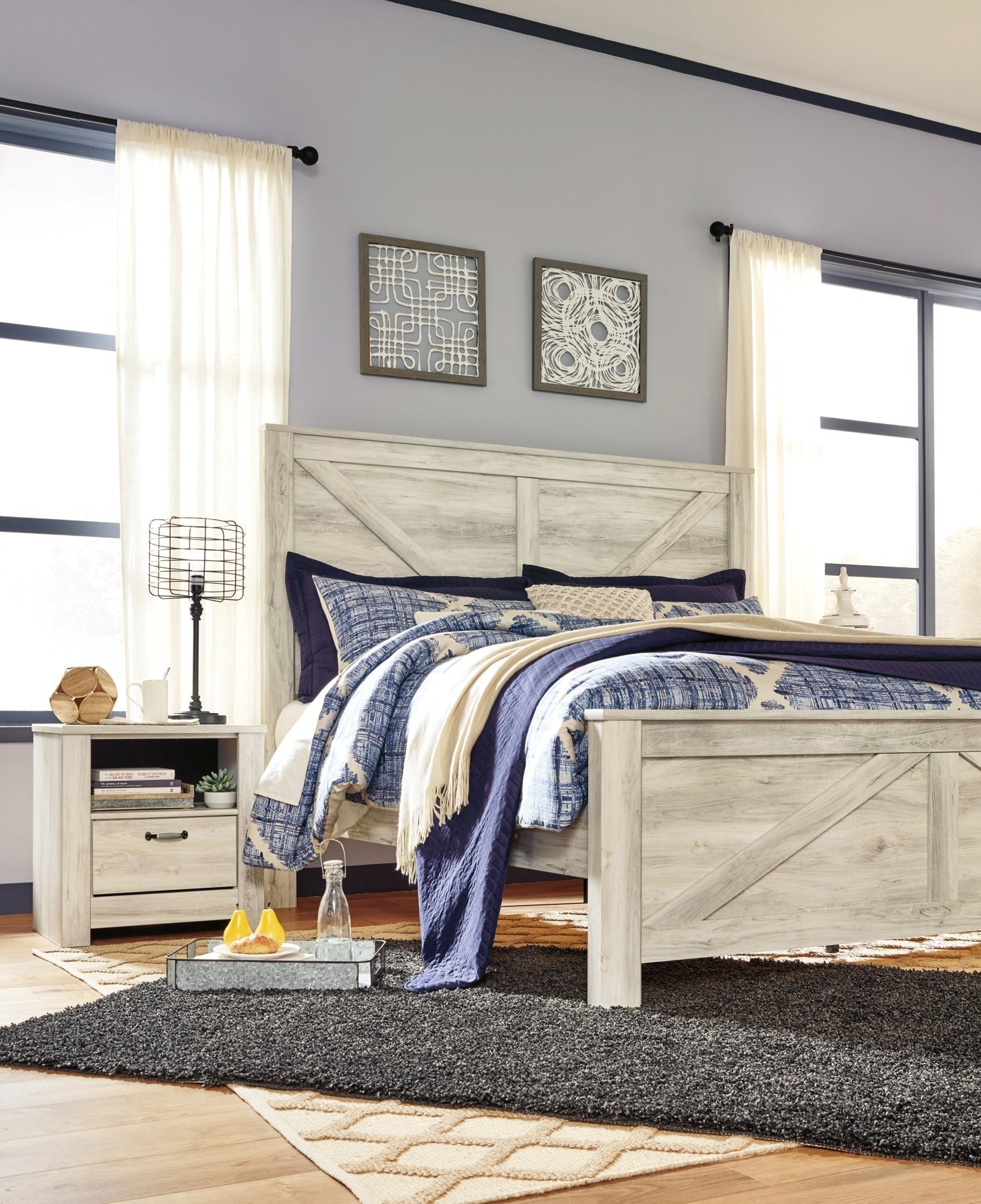 Bellaby  Crossbuck Panel Bed With Mirrored Dresser And 2 Nightstands at Towne & Country Furniture (AL) furniture, home furniture, home decor, sofa, bedding