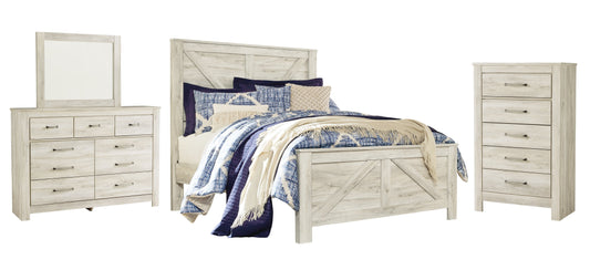 Bellaby  Crossbuck Panel Bed With Mirrored Dresser And Chest at Towne & Country Furniture (AL) furniture, home furniture, home decor, sofa, bedding