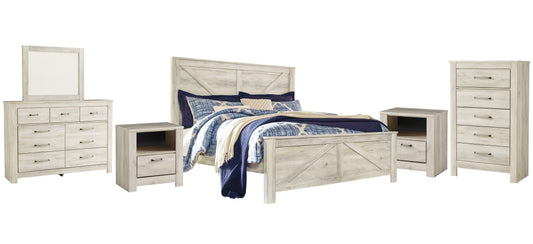 Bellaby  Crossbuck Panel Bed With Mirrored Dresser, Chest And 2 Nightstands at Towne & Country Furniture (AL) furniture, home furniture, home decor, sofa, bedding
