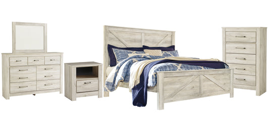 Bellaby  Crossbuck Panel Bed With Mirrored Dresser, Chest And Nightstand at Towne & Country Furniture (AL) furniture, home furniture, home decor, sofa, bedding