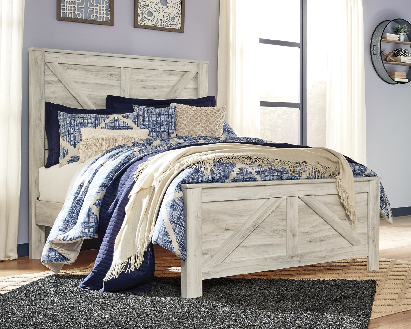 Bellaby  Crossbuck Panel Bed With Mirrored Dresser at Towne & Country Furniture (AL) furniture, home furniture, home decor, sofa, bedding