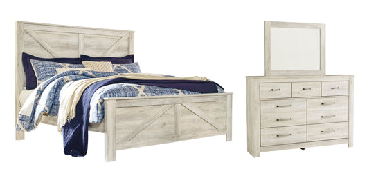 Bellaby  Crossbuck Panel Bed With Mirrored Dresser at Towne & Country Furniture (AL) furniture, home furniture, home decor, sofa, bedding