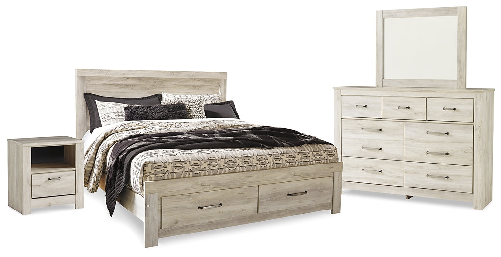Bellaby King Platform Bed with 2 Storage Drawers with Mirrored Dresser and Nightstand at Towne & Country Furniture (AL) furniture, home furniture, home decor, sofa, bedding