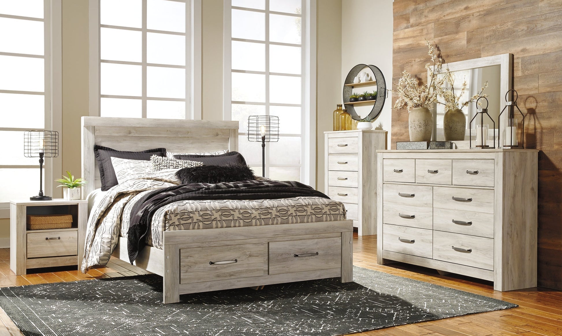 Bellaby  Platform Bed With 2 Storage Drawers With Mirrored Dresser, Chest And Nightstand at Towne & Country Furniture (AL) furniture, home furniture, home decor, sofa, bedding