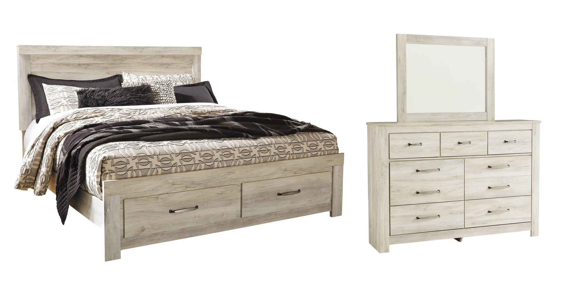 Bellaby  Platform Bed With 2 Storage Drawers With Mirrored Dresser at Towne & Country Furniture (AL) furniture, home furniture, home decor, sofa, bedding