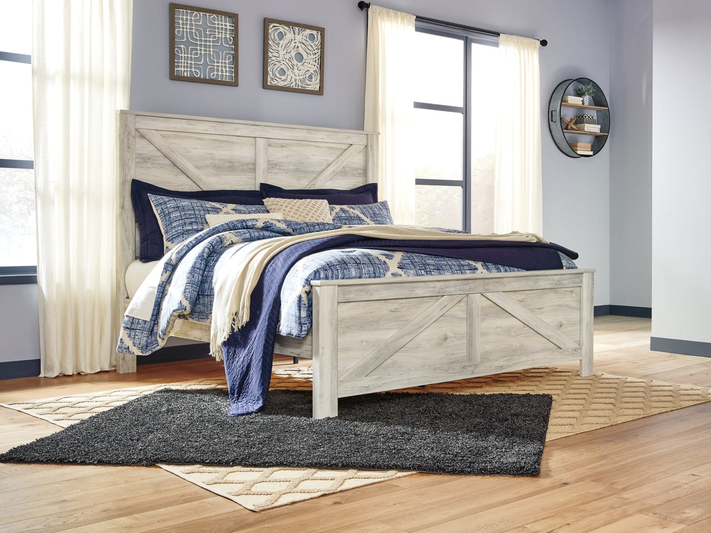 Bellaby Queen Crossbuck Panel Bed with Mirrored Dresser at Towne & Country Furniture (AL) furniture, home furniture, home decor, sofa, bedding