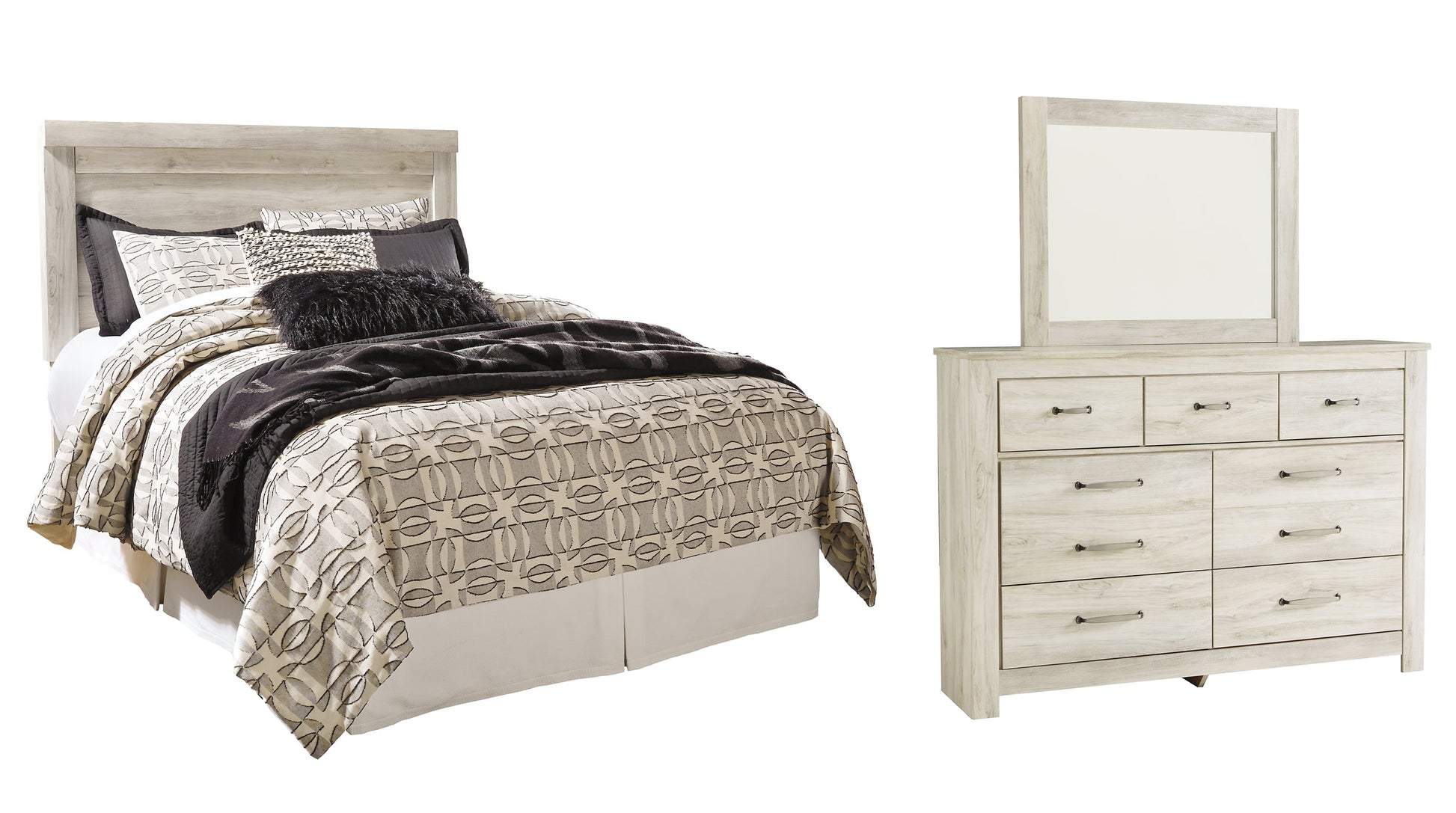 Bellaby Queen Panel Headboard with Mirrored Dresser at Towne & Country Furniture (AL) furniture, home furniture, home decor, sofa, bedding