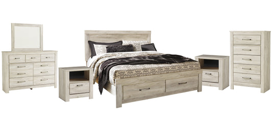 Bellaby Queen Platform Bed with 2 Storage Drawers with Mirrored Dresser, Chest and 2 Nightstands at Towne & Country Furniture (AL) furniture, home furniture, home decor, sofa, bedding