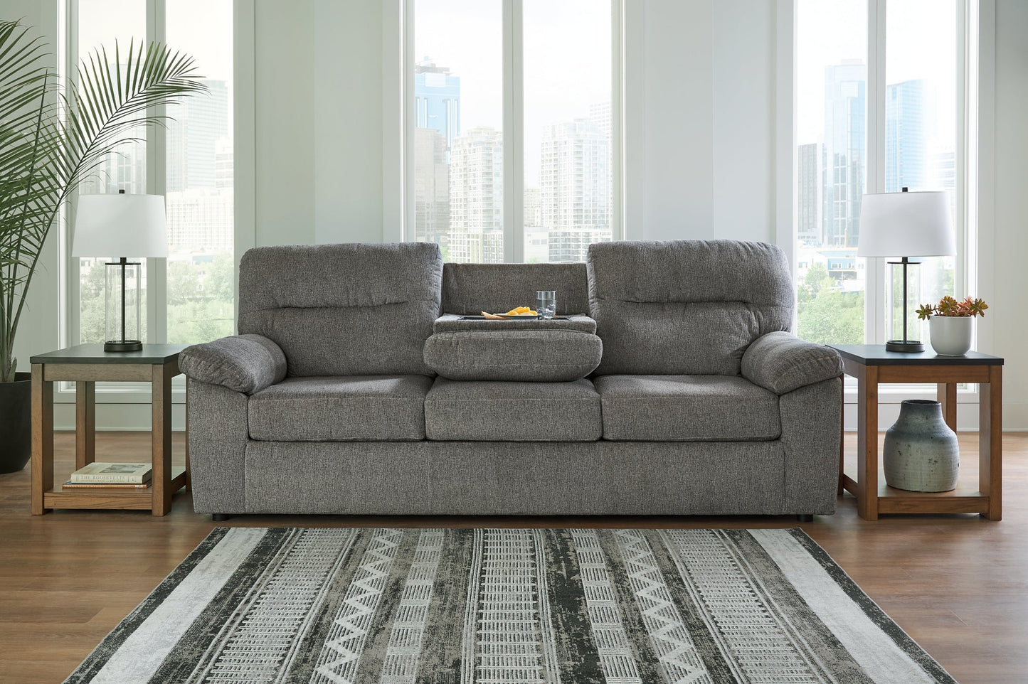 Bindura Sofa with Drop Down Table at Towne & Country Furniture (AL) furniture, home furniture, home decor, sofa, bedding