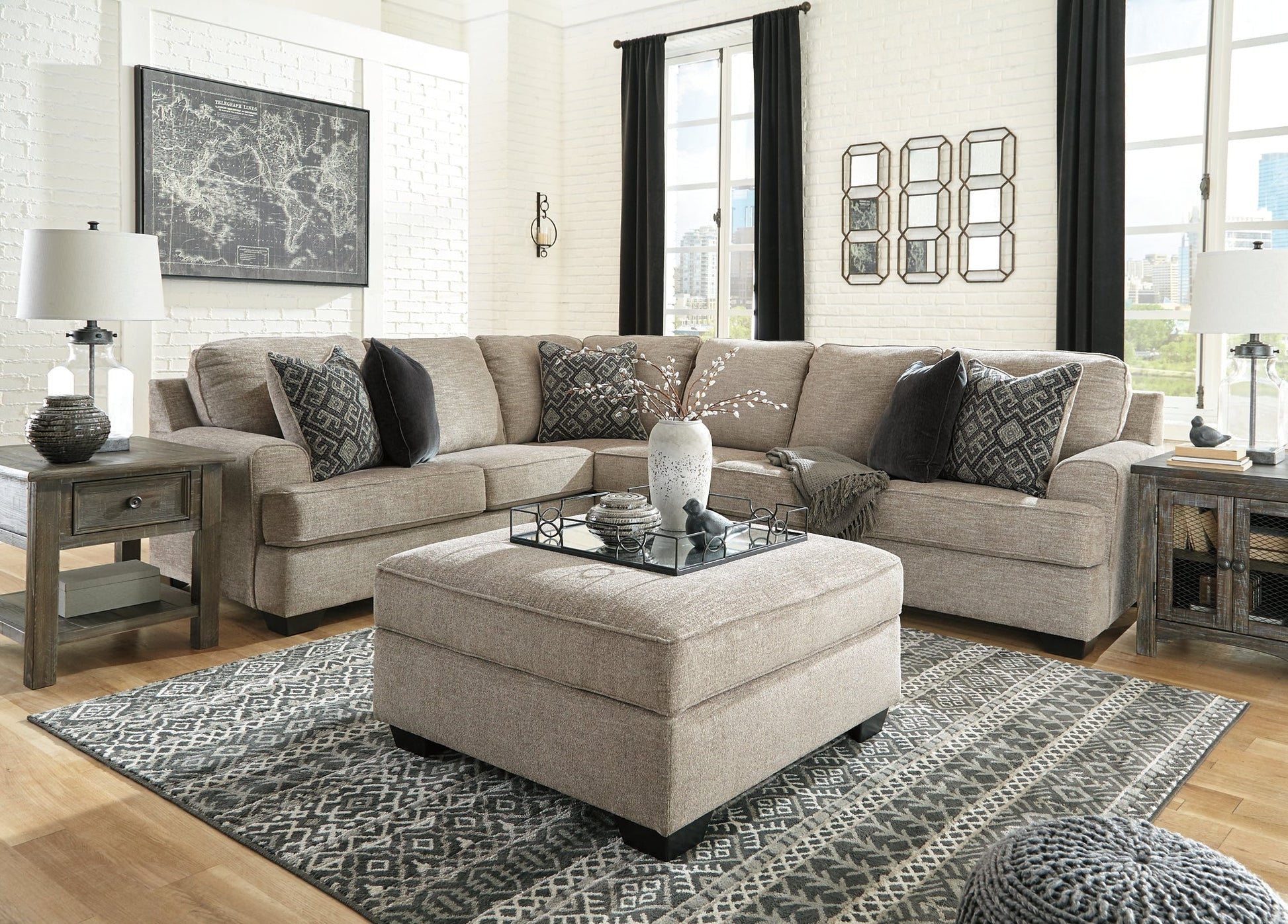 Bovarian 3-Piece Sectional with Ottoman at Towne & Country Furniture (AL) furniture, home furniture, home decor, sofa, bedding