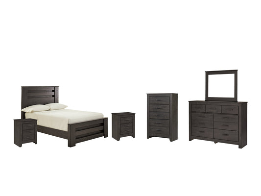 Brinxton Full Panel Bed with Mirrored Dresser, Chest and 2 Nightstands at Towne & Country Furniture (AL) furniture, home furniture, home decor, sofa, bedding