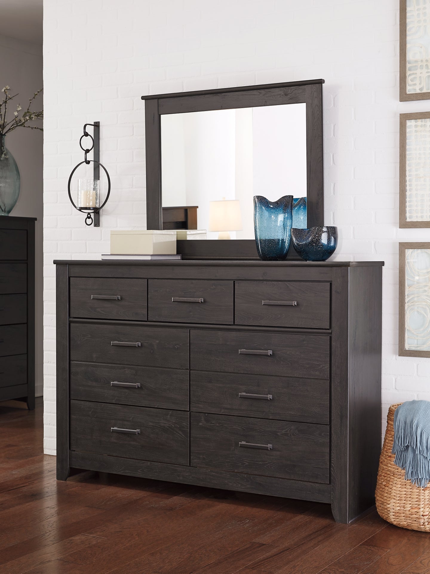 Brinxton Full Panel Bed with Mirrored Dresser, Chest and Nightstand at Towne & Country Furniture (AL) furniture, home furniture, home decor, sofa, bedding