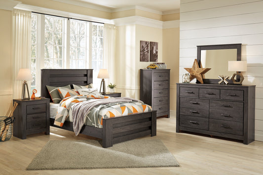 Brinxton Full Panel Bed with Mirrored Dresser, Chest and Nightstand at Towne & Country Furniture (AL) furniture, home furniture, home decor, sofa, bedding