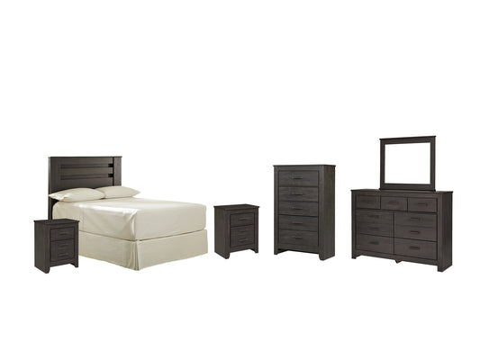 Brinxton Full Panel Headboard with Mirrored Dresser, Chest and 2 Nightstands at Towne & Country Furniture (AL) furniture, home furniture, home decor, sofa, bedding