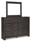 Brinxton Full Panel Headboard with Mirrored Dresser, Chest and 2 Nightstands at Towne & Country Furniture (AL) furniture, home furniture, home decor, sofa, bedding