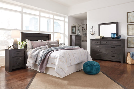 Brinxton King/California King Panel Headboard with Mirrored Dresser, Chest and Nightstand at Towne & Country Furniture (AL) furniture, home furniture, home decor, sofa, bedding