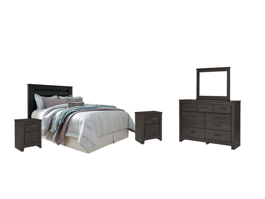 Brinxton King/California King Panel Headboard with Mirrored Dresser and 2 Nightstands at Towne & Country Furniture (AL) furniture, home furniture, home decor, sofa, bedding