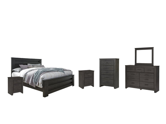 Brinxton King Panel Bed with Mirrored Dresser, Chest and 2 Nightstands at Towne & Country Furniture (AL) furniture, home furniture, home decor, sofa, bedding