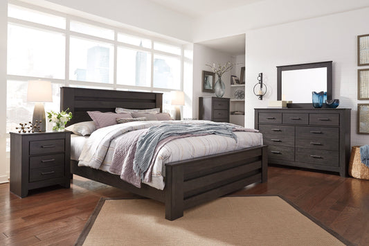 Brinxton King Panel Bed with Mirrored Dresser, Chest and Nightstand at Towne & Country Furniture (AL) furniture, home furniture, home decor, sofa, bedding