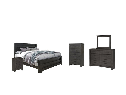 Brinxton King Panel Bed with Mirrored Dresser, Chest and Nightstand at Towne & Country Furniture (AL) furniture, home furniture, home decor, sofa, bedding
